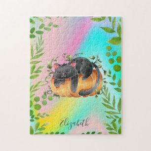 Süße Katzen-Kürbis-Farbenfroh Puzzle