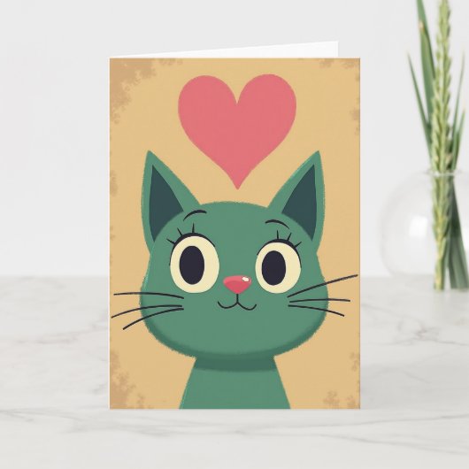 Süße Katzen-Liebes-Herz-Karte Karte (Vorderseite)