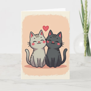 Süße Katzen Liebeskarte Pfirsich Karte