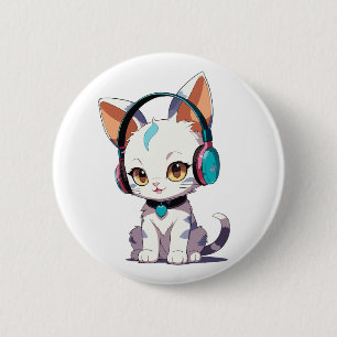 Süße Katzen mit Kopfhörern Charm Button