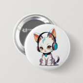 Süße Katzen mit Kopfhörern Charm Button (Vorne & Hinten)