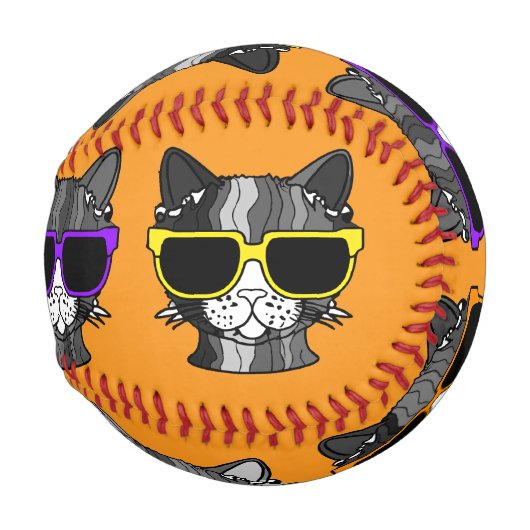 Süße Katzen mit Sonnenbrillen Baseball (Rückseite Links)