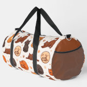 Süße Katzen Muster Individueller Monogramm Name Ki Duffle Bag (Rechte Ecke)