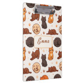 Süße Katzen Muster Individueller Monogramm Name Ki Klemmbrett (Rechts)