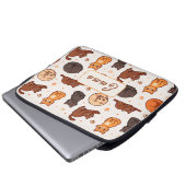 Süße Katzen Muster Individueller Monogramm Name Ki Laptopschutzhülle (Vorne Knopf)