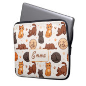 Süße Katzen Muster Individueller Monogramm Name Ki Laptopschutzhülle (Vorderseite Links)