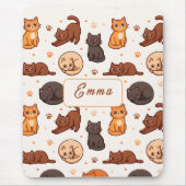 Süße Katzen Muster Individueller Monogramm Name Ki Mousepad (Vorne)