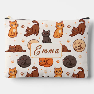 Süße Katzen Muster Individueller Monogramm Name Ki Zubehörtasche