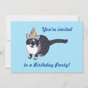 Süße Katzen-Partyhut-Geburtstags-Einladungen Einladung