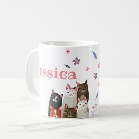 Süße Katzen personalisieren Kaffeetasse (Vorderseite Links)