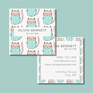 Süße Katzen-Petsitter-Service Quadratische Visitenkarte
