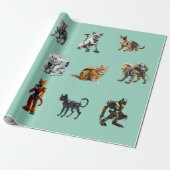 Süße Katzen-Roboter Geschenkpapier (Ungerollt)