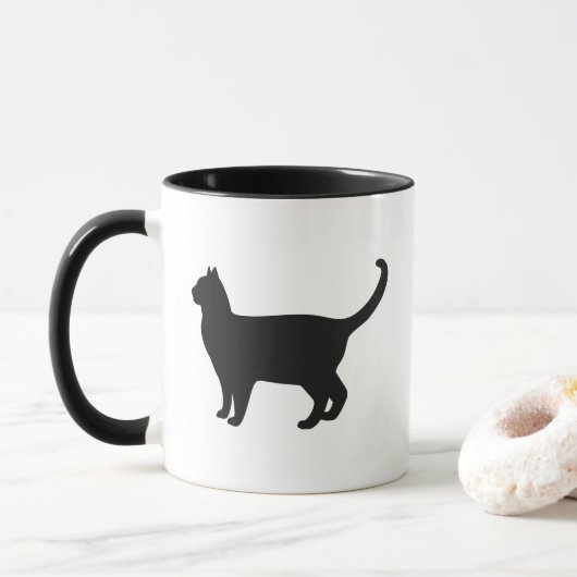 Süße Katzen-Silhouette Tasse (Mit Donut)