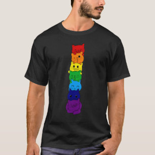 Süße Katzen stapeln Gay Regenbogenflagge Pride Lgb T-Shirt