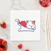 Süße Katzen-Superheldin fliegt Serviette (Beispiel)