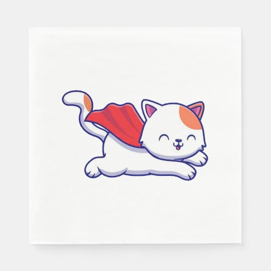 Süße Katzen-Superheldin fliegt Serviette (Vorderseite)