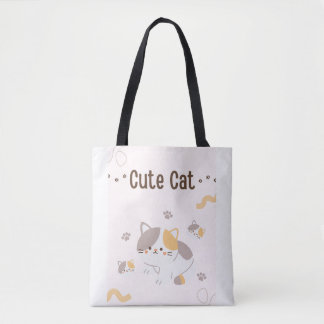 Süße Katzen-Tragetasche | Kawaii-Katzen-Leinenbeut Tasche