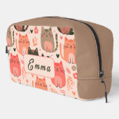 Süße Katzen und Blumenmuster individuell monogramm Waschbeutel (Rechte Ecke)