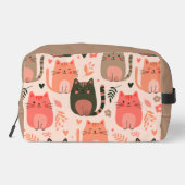 Süße Katzen und Blumenmuster individuell monogramm Waschbeutel (Rückseite)