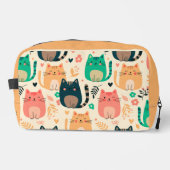 Süße Katzen und Blumenmuster individuell monogramm Waschbeutel (Vorderseite)