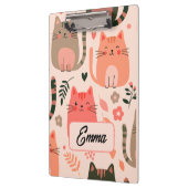 Süße Katzen und Blumenmuster Individuelle Monogram Klemmbrett (Links)