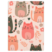 Süße Katzen und Blumenmuster Individuelle Monogram Klemmbrett (Rückseite)
