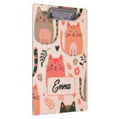 Süße Katzen und Blumenmuster Individuelle Monogram Klemmbrett (Rechts)