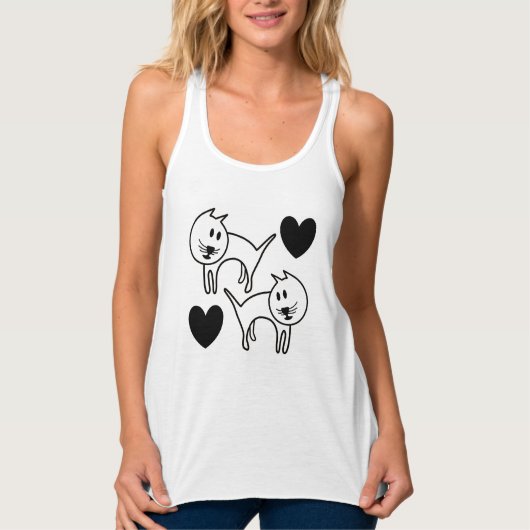 Süße Katzen und Herzen Kunst Tank Top (Vorderseite)