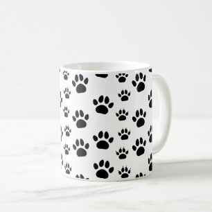 Süße Katzen- und Hundepfotenabdrücke Schwarz Weiß Kaffeetasse