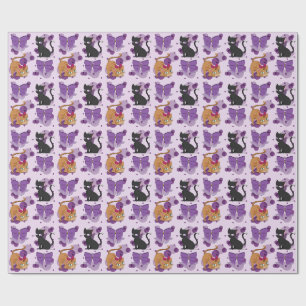 Süße Katzen und Schleifen Muster Geschenkpapier