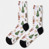 Süße Katzen und Weihnachtsbäume Muster Socken  (Linkes Detail)