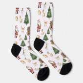 Süße Katzen und Weihnachtsbäume Muster Socken  (Rechts)