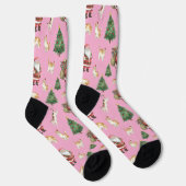 Süße Katzen und Weihnachtsbäume Muster Socken (Rechts)