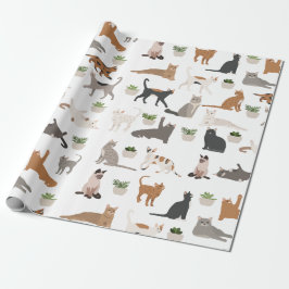 Süße Katzen und Zimmerpflanzen Geschenkpapier