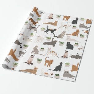 Süße Katzen und Zimmerpflanzen Geschenkpapier