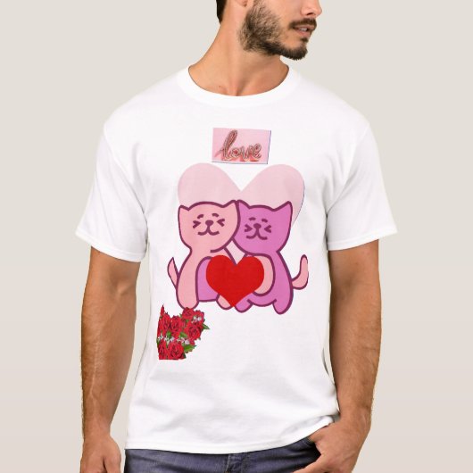 Süße Katzen Valentinsliebe T-Shirt (Vorderseite)