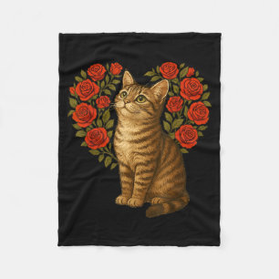 Süße Katzen Valentinstag Florales Herz Lustige Kat Fleecedecke