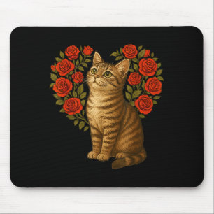 Süße Katzen Valentinstag Florales Herz Lustige Kat Mousepad