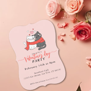 Süße Katzen verliebt Valentinstag Party-Einladung Feiertagskarte