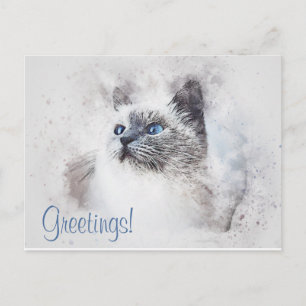 Süße Katzen-Wasserfarbe Postkarte