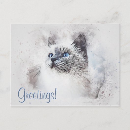Süße Katzen-Wasserfarbe Postkarte (Vorderseite)