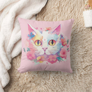 Süße Katzen-Wasserfarben-Illustration Kissen