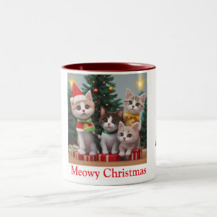 Süße Katzen Weihnachts-Kaffeetassen Zweifarbige Tasse