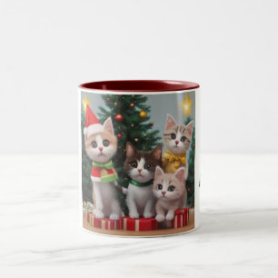 Süße Katzen Weihnachts-Kaffeetassen Zweifarbige Tasse