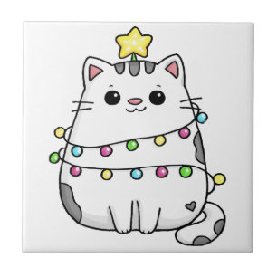 Süße Katzen-Weihnachtsgestaltung Fliese