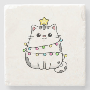 Süße Katzen-Weihnachtsgestaltung Steinuntersetzer