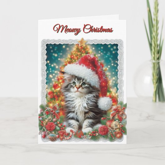 Süße Katzen-Weihnachtskarte Feiertagskarte (Vorderseite)