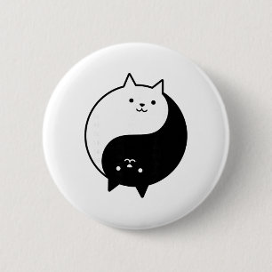 Süße Katzen Yin Yang Yoga Zen Kitty Schwarz Und We Button