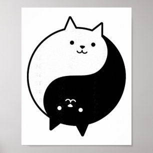 Süße Katzen Yin Yang Yoga Zen Kitty Schwarz Und We Poster