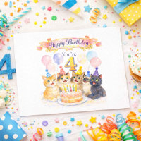 Süße Katzen zum 4. Geburtstag für Mädchen 